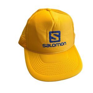 Vintage Salomon Yellow Snap-Back Trucker Hat One Size Fits All Ski Otto Collecti